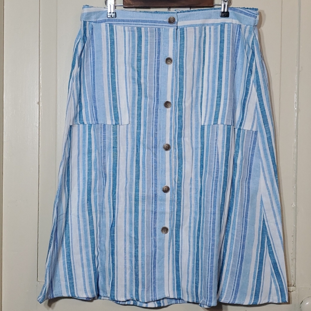 Marissa Olivia Summer Stripe Midi Skirt NWOT L - Picture 1 of 10